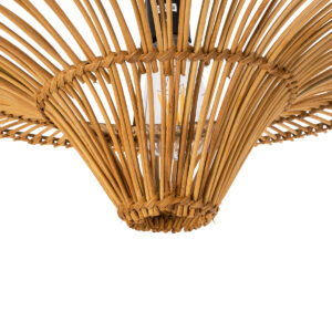 GloboStar® PALERMO 02308 Boho Φωτιστικό Οροφής Μονόφωτο 1 x E27 AC220-240V IP20 – Φ60 x Υ36cm – Μπεζ Καφέ Ξύλινο Μπαμπού Πλέγμα – 5 Χρόνια Εγγύηση
