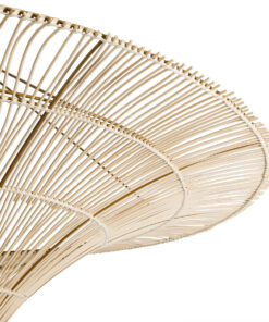 GloboStar® PALERMO 02309 Boho Φωτιστικό Οροφής Μονόφωτο 1 x E27 AC220-240V IP20 – Φ150 x Υ78cm – Μπεζ Ξύλινο Μπαμπού Πλέγμα – 5 Χρόνια Εγγύηση