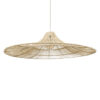 GloboStar® PALERMO 02311 Boho Κρεμαστό Φωτιστικό Οροφής Μονόφωτο 1 x E27 AC220-240V IP20 – Φ160 x Υ45cm – Μπεζ Ξύλινο Μπαμπού Πλέγμα – 5 Χρόνια Εγγύηση