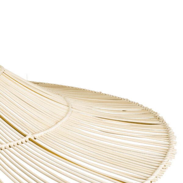 GloboStar® PALERMO 02311 Boho Κρεμαστό Φωτιστικό Οροφής Μονόφωτο 1 x E27 AC220-240V IP20 – Φ160 x Υ45cm – Μπεζ Ξύλινο Μπαμπού Πλέγμα – 5 Χρόνια Εγγύηση