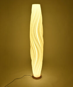 GloboStar® CERULEAN 02312 Μοντέρνο Επιδαπέδιο Φωτιστικό Μονόφωτο 1 x E27 AC220-240V – Φ30 x Υ155cm – Μπεζ Πλαστικό ABS με Μεταλλική Χάλκινη Βάση Πλέγμα – 5 Χρόνια Εγγύηση