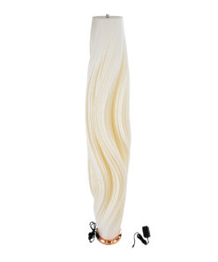 GloboStar® CERULEAN 02312 Μοντέρνο Επιδαπέδιο Φωτιστικό Μονόφωτο 1 x E27 AC220-240V – Φ30 x Υ155cm – Μπεζ Πλαστικό ABS με Μεταλλική Χάλκινη Βάση Πλέγμα – 5 Χρόνια Εγγύηση