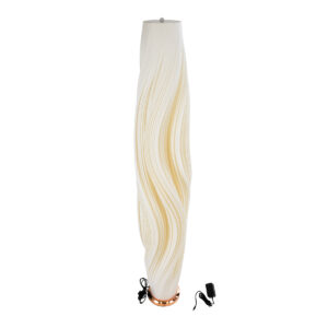 GloboStar® CERULEAN 02312 Μοντέρνο Επιδαπέδιο Φωτιστικό Μονόφωτο 1 x E27 AC220-240V – Φ30 x Υ155cm – Μπεζ Πλαστικό ABS με Μεταλλική Χάλκινη Βάση Πλέγμα – 5 Χρόνια Εγγύηση