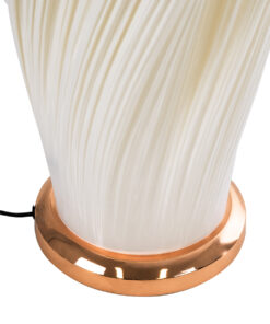 GloboStar® CERULEAN 02312 Μοντέρνο Επιδαπέδιο Φωτιστικό Μονόφωτο 1 x E27 AC220-240V – Φ30 x Υ155cm – Μπεζ Πλαστικό ABS με Μεταλλική Χάλκινη Βάση Πλέγμα – 5 Χρόνια Εγγύηση