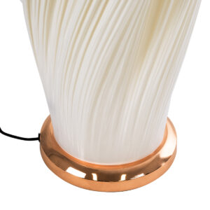 GloboStar® CERULEAN 02312 Μοντέρνο Επιδαπέδιο Φωτιστικό Μονόφωτο 1 x E27 AC220-240V – Φ30 x Υ155cm – Μπεζ Πλαστικό ABS με Μεταλλική Χάλκινη Βάση Πλέγμα – 5 Χρόνια Εγγύηση