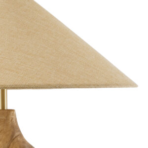 GloboStar® LAFRONTERA 02313 Boho Επιτραπέζιο Φωτιστικό Μονόφωτο 1 x E27 AC220-240V IP20 – Φ50 x Υ60cm – Μπεζ Ξύλινο Καμπάνα – 5 Χρόνια Εγγύηση