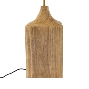 GloboStar® LAFRONTERA 02313 Boho Επιτραπέζιο Φωτιστικό Μονόφωτο 1 x E27 AC220-240V IP20 – Φ50 x Υ60cm – Μπεζ Ξύλινο Καμπάνα – 5 Χρόνια Εγγύηση