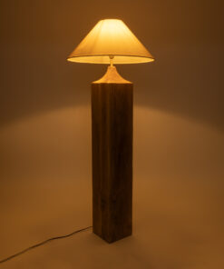 GloboStar® LAFRONTERA 02314 Μοντέρνο Επιδαπέδιο Φωτιστικό Μονόφωτο 1 x E27 AC220-240V IP20 – Φ55 x Υ140cm – Μπεζ Ξύλινο Καμπάνα – 5 Χρόνια Εγγύηση