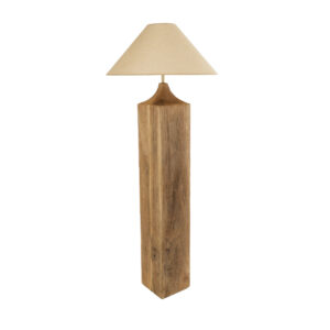 GloboStar® LAFRONTERA 02314 Μοντέρνο Επιδαπέδιο Φωτιστικό Μονόφωτο 1 x E27 AC220-240V IP20 – Φ55 x Υ140cm – Μπεζ Ξύλινο Καμπάνα – 5 Χρόνια Εγγύηση