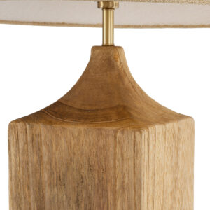 GloboStar® LAFRONTERA 02314 Μοντέρνο Επιδαπέδιο Φωτιστικό Μονόφωτο 1 x E27 AC220-240V IP20 – Φ55 x Υ140cm – Μπεζ Ξύλινο Καμπάνα – 5 Χρόνια Εγγύηση