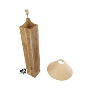 GloboStar® LAFRONTERA 02314 Μοντέρνο Επιδαπέδιο Φωτιστικό Μονόφωτο 1 x E27 AC220-240V IP20 – Φ55 x Υ140cm – Μπεζ Ξύλινο Καμπάνα – 5 Χρόνια Εγγύηση