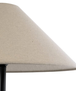 GloboStar® OLIANA 02315 Boho Επιδαπέδιο Φωτιστικό Μονόφωτο 1 x E27 AC220-240V IP20 – Φ55 x Υ110cm – Γκρι Ανθρακί Κεραμικό με Μπεζ Υφασμάτινο Καπέλο – 5 Χρόνια Εγγύηση