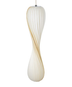 GloboStar® PRAIA 02316 Μοντέρνο Κρεμαστό Φωτιστικό Οροφής Δίφωτο 2 x E27 AC220-240V IP20 – Φ25 x Υ112cm – Μπεζ Λευκό Λεπτό Φύλλο Ξύλου Πλέγμα – 5 Χρόνια Εγγύηση