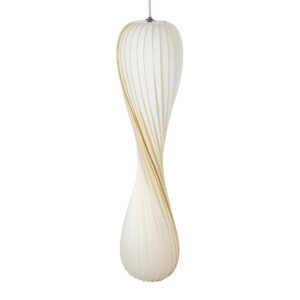 GloboStar® PRAIA 02316 Μοντέρνο Κρεμαστό Φωτιστικό Οροφής Δίφωτο 2 x E27 AC220-240V IP20 – Φ25 x Υ112cm – Μπεζ Λευκό Λεπτό Φύλλο Ξύλου Πλέγμα – 5 Χρόνια Εγγύηση