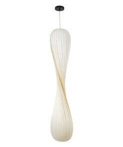 GloboStar® PRAIA 02317 Μοντέρνο Κρεμαστό Φωτιστικό Οροφής Δίφωτο 2 x E27 AC220-240V IP20 – Φ25 x Υ145cm – Μπεζ Λευκό Λεπτό Φύλλο Ξύλου Πλέγμα – 5 Χρόνια Εγγύηση