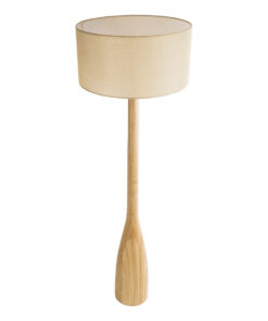 GloboStar® BERKBAY 02318 Boho Επιδαπέδιο Φωτιστικό Μονόφωτο 1 x E27 AC220-240V IP20 – Φ50 x Υ150cm – Μπεζ Ξύλινο με Μπεζ Υφασμάτινο Καπέλο – 5 Χρόνια Εγγύηση