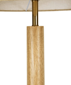 GloboStar® BERKBAY 02318 Boho Επιδαπέδιο Φωτιστικό Μονόφωτο 1 x E27 AC220-240V IP20 – Φ50 x Υ150cm – Μπεζ Ξύλινο με Μπεζ Υφασμάτινο Καπέλο – 5 Χρόνια Εγγύηση