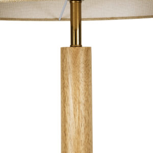 GloboStar® BERKBAY 02318 Boho Επιδαπέδιο Φωτιστικό Μονόφωτο 1 x E27 AC220-240V IP20 – Φ50 x Υ150cm – Μπεζ Ξύλινο με Μπεζ Υφασμάτινο Καπέλο – 5 Χρόνια Εγγύηση