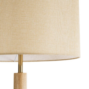 GloboStar® BERKBAY 02318 Boho Επιδαπέδιο Φωτιστικό Μονόφωτο 1 x E27 AC220-240V IP20 – Φ50 x Υ150cm – Μπεζ Ξύλινο με Μπεζ Υφασμάτινο Καπέλο – 5 Χρόνια Εγγύηση