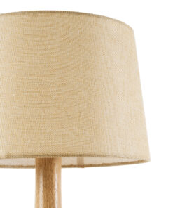 GloboStar® BERKBAY 02319 Boho Επιτραπέζιο Φωτιστικό Μονόφωτο 1 x E27 AC220-240V IP20 – Φ32 x Υ55cm – Μπεζ Ξύλινο με Μπεζ Υφασμάτινο Καπέλο – 5 Χρόνια Εγγύηση