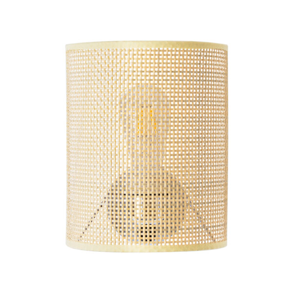 GloboStar® SAOTOME 02321 Boho Φωτιστικό Τοίχου – Απλίκα Μονόφωτο 1 x E27 AC 220-240V IP20 – Μ20 x Π10 x Υ25cm – Μπεζ Ξύλινο Μπαμπού Πλέγμα – 5 Χρόνια Εγγύηση