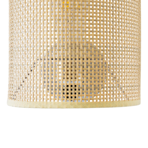 GloboStar® SAOTOME 02321 Boho Φωτιστικό Τοίχου – Απλίκα Μονόφωτο 1 x E27 AC 220-240V IP20 – Μ20 x Π10 x Υ25cm – Μπεζ Ξύλινο Μπαμπού Πλέγμα – 5 Χρόνια Εγγύηση