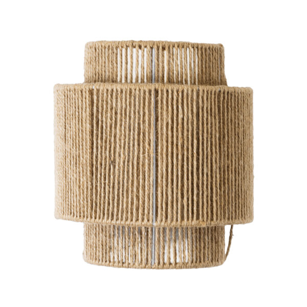 GloboStar® MABANA 02322 Boho Φωτιστικό Τοίχου – Απλίκα Μονόφωτο 1 x E27 AC 220-240V IP20 – Μ23 x Π11 x Υ25cm – Μπεζ Λεπτό Σχοινί Τριχιά Πλέγμα – 5 Χρόνια Εγγύηση