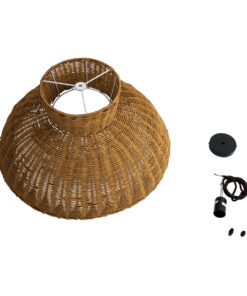 GloboStar® MALABO 02328 Boho Κρεμαστό Φωτιστικό Οροφής Μονόφωτο 1 x E27 AC220-240V IP20 – Φ60 x Υ31cm – Καφέ Ξύλινο Μπαμπού Πλέγμα – 5 Χρόνια Εγγύηση