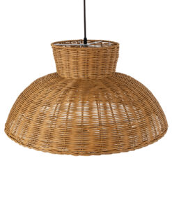 GloboStar® MALABO 02328 Boho Κρεμαστό Φωτιστικό Οροφής Μονόφωτο 1 x E27 AC220-240V IP20 – Φ60 x Υ31cm – Καφέ Ξύλινο Μπαμπού Πλέγμα – 5 Χρόνια Εγγύηση