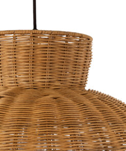 GloboStar® MALABO 02328 Boho Κρεμαστό Φωτιστικό Οροφής Μονόφωτο 1 x E27 AC220-240V IP20 – Φ60 x Υ31cm – Καφέ Ξύλινο Μπαμπού Πλέγμα – 5 Χρόνια Εγγύηση