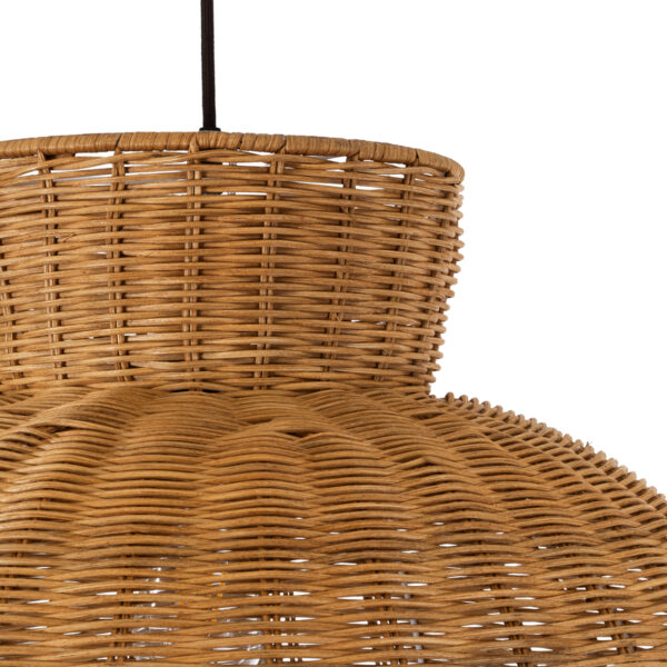 GloboStar® MALABO 02328 Boho Κρεμαστό Φωτιστικό Οροφής Μονόφωτο 1 x E27 AC220-240V IP20 – Φ60 x Υ31cm – Καφέ Ξύλινο Μπαμπού Πλέγμα – 5 Χρόνια Εγγύηση