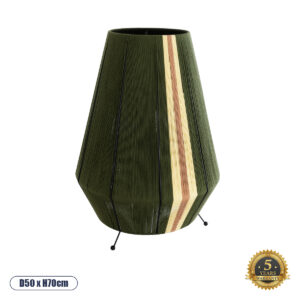 GloboStar® SALERNO 02332 Boho Επιτραπέζιο Φωτιστικό Μονόφωτο 1 x E27 AC220-240V IP20 – Φ50 x Υ70cm – Πράσινο με Μπεζ και Καφέ Λεπτό Νήμα Βαμβακερό Πλέγμα