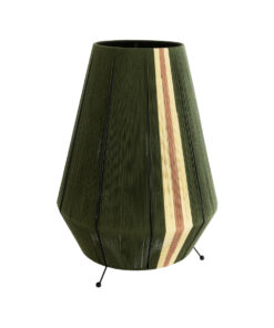 GloboStar® SALERNO 02332 Boho Επιτραπέζιο Φωτιστικό Μονόφωτο 1 x E27 AC220-240V IP20 – Φ50 x Υ70cm – Πράσινο με Μπεζ και Καφέ Λεπτό Νήμα Βαμβακερό Πλέγμα