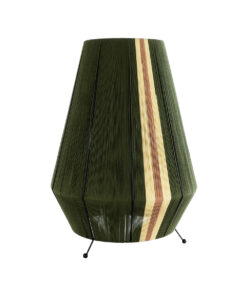 GloboStar® SALERNO 02332 Boho Επιτραπέζιο Φωτιστικό Μονόφωτο 1 x E27 AC220-240V IP20 – Φ50 x Υ70cm – Πράσινο με Μπεζ και Καφέ Λεπτό Νήμα Βαμβακερό Πλέγμα