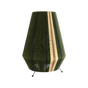 GloboStar® SALERNO 02332 Boho Επιτραπέζιο Φωτιστικό Μονόφωτο 1 x E27 AC220-240V IP20 – Φ50 x Υ70cm – Πράσινο με Μπεζ και Καφέ Λεπτό Νήμα Βαμβακερό Πλέγμα
