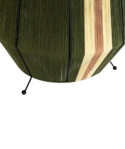 GloboStar® SALERNO 02332 Boho Επιτραπέζιο Φωτιστικό Μονόφωτο 1 x E27 AC220-240V IP20 – Φ50 x Υ70cm – Πράσινο με Μπεζ και Καφέ Λεπτό Νήμα Βαμβακερό Πλέγμα