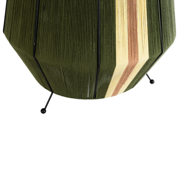 GloboStar® SALERNO 02332 Boho Επιτραπέζιο Φωτιστικό Μονόφωτο 1 x E27 AC220-240V IP20 – Φ50 x Υ70cm – Πράσινο με Μπεζ και Καφέ Λεπτό Νήμα Βαμβακερό Πλέγμα