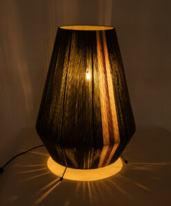 GloboStar® SALERNO 02332 Boho Επιτραπέζιο Φωτιστικό Μονόφωτο 1 x E27 AC220-240V IP20 – Φ50 x Υ70cm – Πράσινο με Μπεζ και Καφέ Λεπτό Νήμα Βαμβακερό Πλέγμα