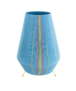 GloboStar® SALERNO 02333 Boho Επιδαπέδιο Φωτιστικό Μονόφωτο 1 x E27 AC220-240V IP20 – Φ50 x Υ70cm – Γαλάζιο με Μωβ και Πράσινο με Κίτρινες Λεπτομέριες Λεπτό Νήμα Βαμβακερό Πλέγμα