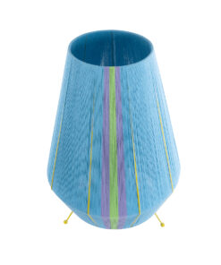 GloboStar® SALERNO 02333 Boho Επιδαπέδιο Φωτιστικό Μονόφωτο 1 x E27 AC220-240V IP20 – Φ50 x Υ70cm – Γαλάζιο με Μωβ και Πράσινο με Κίτρινες Λεπτομέριες Λεπτό Νήμα Βαμβακερό Πλέγμα