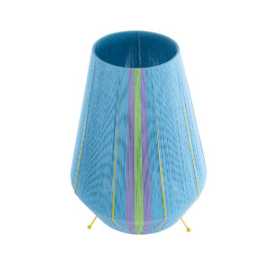 GloboStar® SALERNO 02333 Boho Επιδαπέδιο Φωτιστικό Μονόφωτο 1 x E27 AC220-240V IP20 – Φ50 x Υ70cm – Γαλάζιο με Μωβ και Πράσινο με Κίτρινες Λεπτομέριες Λεπτό Νήμα Βαμβακερό Πλέγμα