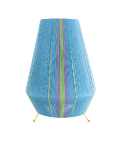 GloboStar® SALERNO 02333 Boho Επιδαπέδιο Φωτιστικό Μονόφωτο 1 x E27 AC220-240V IP20 – Φ50 x Υ70cm – Γαλάζιο με Μωβ και Πράσινο με Κίτρινες Λεπτομέριες Λεπτό Νήμα Βαμβακερό Πλέγμα