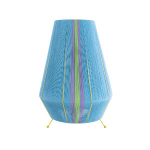 GloboStar® SALERNO 02333 Boho Επιδαπέδιο Φωτιστικό Μονόφωτο 1 x E27 AC220-240V IP20 – Φ50 x Υ70cm – Γαλάζιο με Μωβ και Πράσινο με Κίτρινες Λεπτομέριες Λεπτό Νήμα Βαμβακερό Πλέγμα