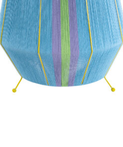 GloboStar® SALERNO 02333 Boho Επιδαπέδιο Φωτιστικό Μονόφωτο 1 x E27 AC220-240V IP20 – Φ50 x Υ70cm – Γαλάζιο με Μωβ και Πράσινο με Κίτρινες Λεπτομέριες Λεπτό Νήμα Βαμβακερό Πλέγμα