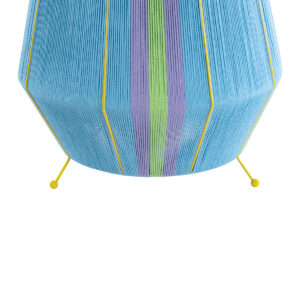 GloboStar® SALERNO 02333 Boho Επιδαπέδιο Φωτιστικό Μονόφωτο 1 x E27 AC220-240V IP20 – Φ50 x Υ70cm – Γαλάζιο με Μωβ και Πράσινο με Κίτρινες Λεπτομέριες Λεπτό Νήμα Βαμβακερό Πλέγμα