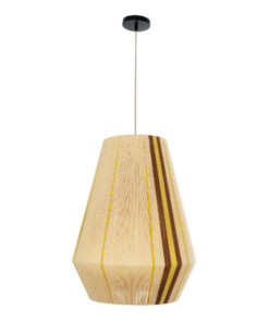 GloboStar® SALERNO 02334 Boho Κρεμαστό Φωτιστικό Οροφής Μονόφωτο 1 x E27 AC220-240V IP20 – Φ50 x Υ60cm – Μπεζ με Καφε και Κίτρινο Λεπτό Νήμα Βαμβακερό Πλέγμα