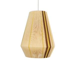 GloboStar® SALERNO 02334 Boho Κρεμαστό Φωτιστικό Οροφής Μονόφωτο 1 x E27 AC220-240V IP20 – Φ50 x Υ60cm – Μπεζ με Καφε και Κίτρινο Λεπτό Νήμα Βαμβακερό Πλέγμα