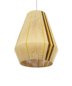 GloboStar® SALERNO 02334 Boho Κρεμαστό Φωτιστικό Οροφής Μονόφωτο 1 x E27 AC220-240V IP20 – Φ50 x Υ60cm – Μπεζ με Καφε και Κίτρινο Λεπτό Νήμα Βαμβακερό Πλέγμα