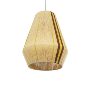 GloboStar® SALERNO 02334 Boho Κρεμαστό Φωτιστικό Οροφής Μονόφωτο 1 x E27 AC220-240V IP20 – Φ50 x Υ60cm – Μπεζ με Καφε και Κίτρινο Λεπτό Νήμα Βαμβακερό Πλέγμα