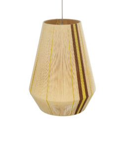 GloboStar® SALERNO 02334 Boho Κρεμαστό Φωτιστικό Οροφής Μονόφωτο 1 x E27 AC220-240V IP20 – Φ50 x Υ60cm – Μπεζ με Καφε και Κίτρινο Λεπτό Νήμα Βαμβακερό Πλέγμα